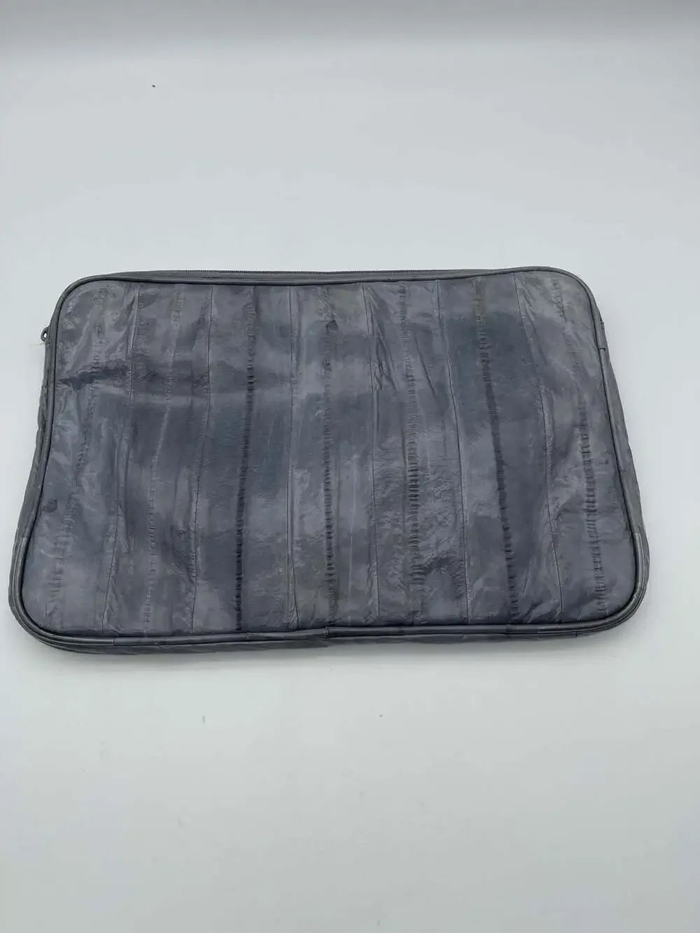 Vintage Lee Sands Genuine Eel Skin Leather Zippered Sleeve Case Portfolio Messen